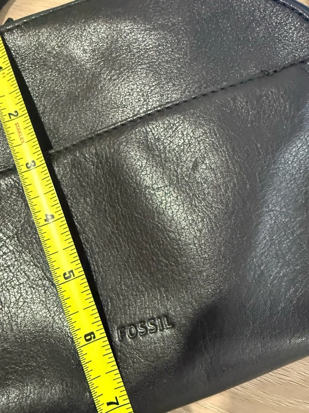 Fossil Black Leather Crossbody Bag with Key Charm